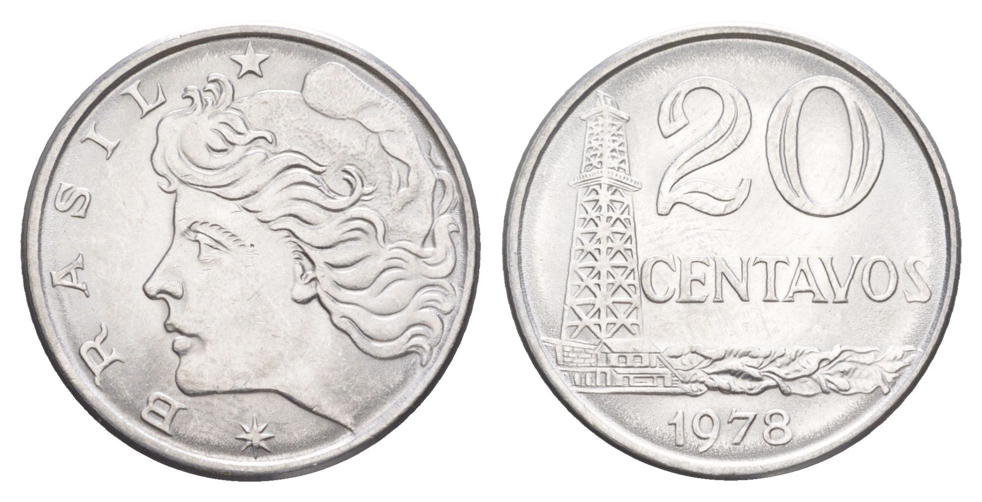 Бразилия 20 сентаво 1978 KM 579.1a нержавеющая сталь UNC 4642-1057