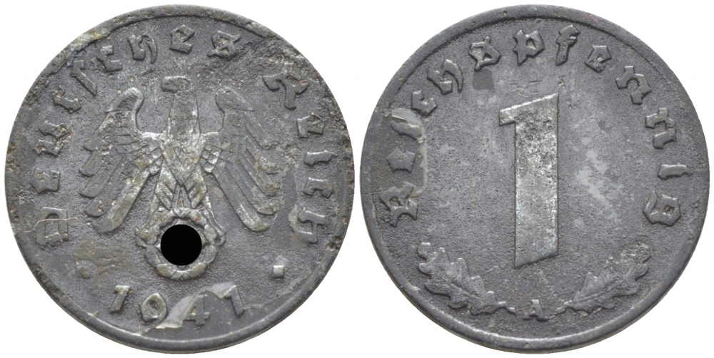ГЕРМАНИЯ 1 РЕЙХСПФЕННИГ 1941 A KM 97, J. 369 цинк 112-466