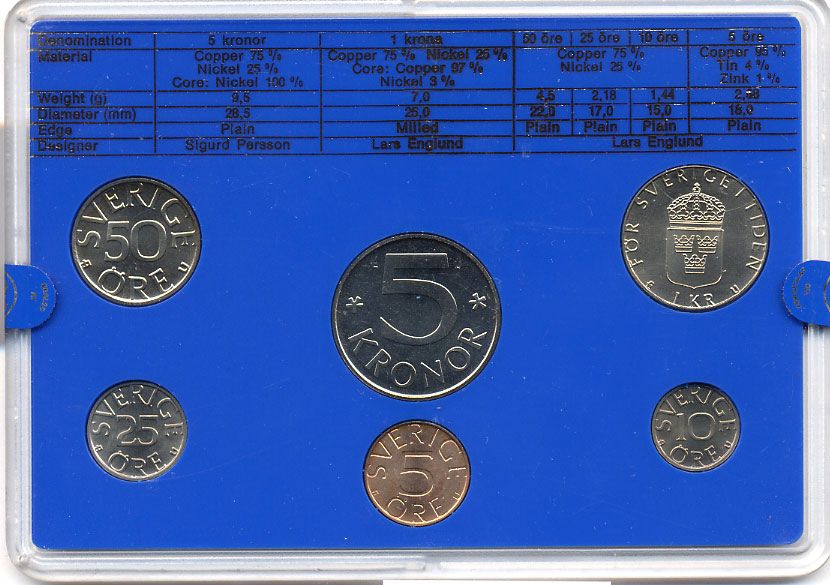 Швеция набор монетного двора из 6 монет 1979 в пластике Карл XVI Густав (1973- ) KM MS11 UNC 4-3-6-109