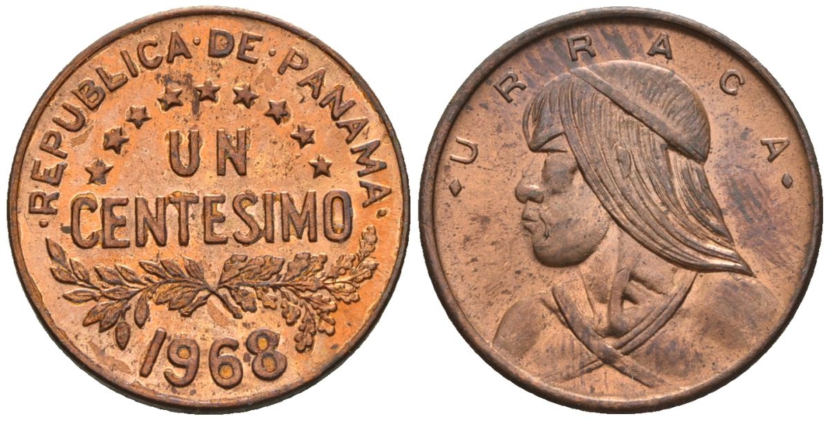 Панама 1 сентесимо 1968  KM 22 бронза  aUNC  4609-846