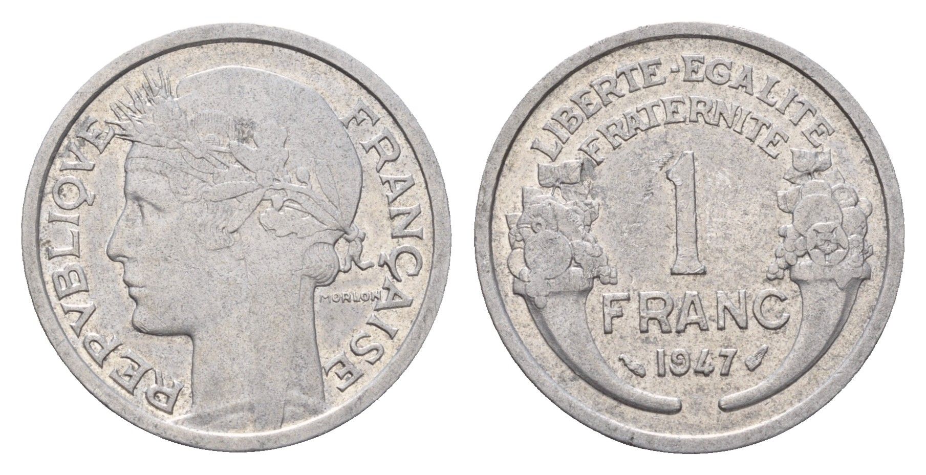 Франция 1 франк 1947 KM 885a алюминий 3856-352