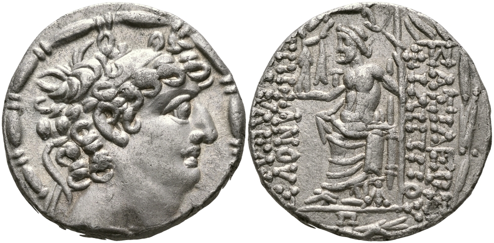 ДРЕВНЯЯ ГРЕЦИЯ, ГОСУДАРСТВО СЕЛЕВКИДОВ ТЕТРАДРАХМА 88 - 76/75 гг. до н.э. ФИЛИПП I ФИЛАДЕЛЬФ, ЗЕВС НИКЕФОРОС, АНТИОХИЯ ИЛИ ВОСТОЧНЫЙ МОНЕТНЫЙ ДВОР, EXTREMELY FINE, 15,06 гр (R1) HGC 1320 серебро 1073-8-44