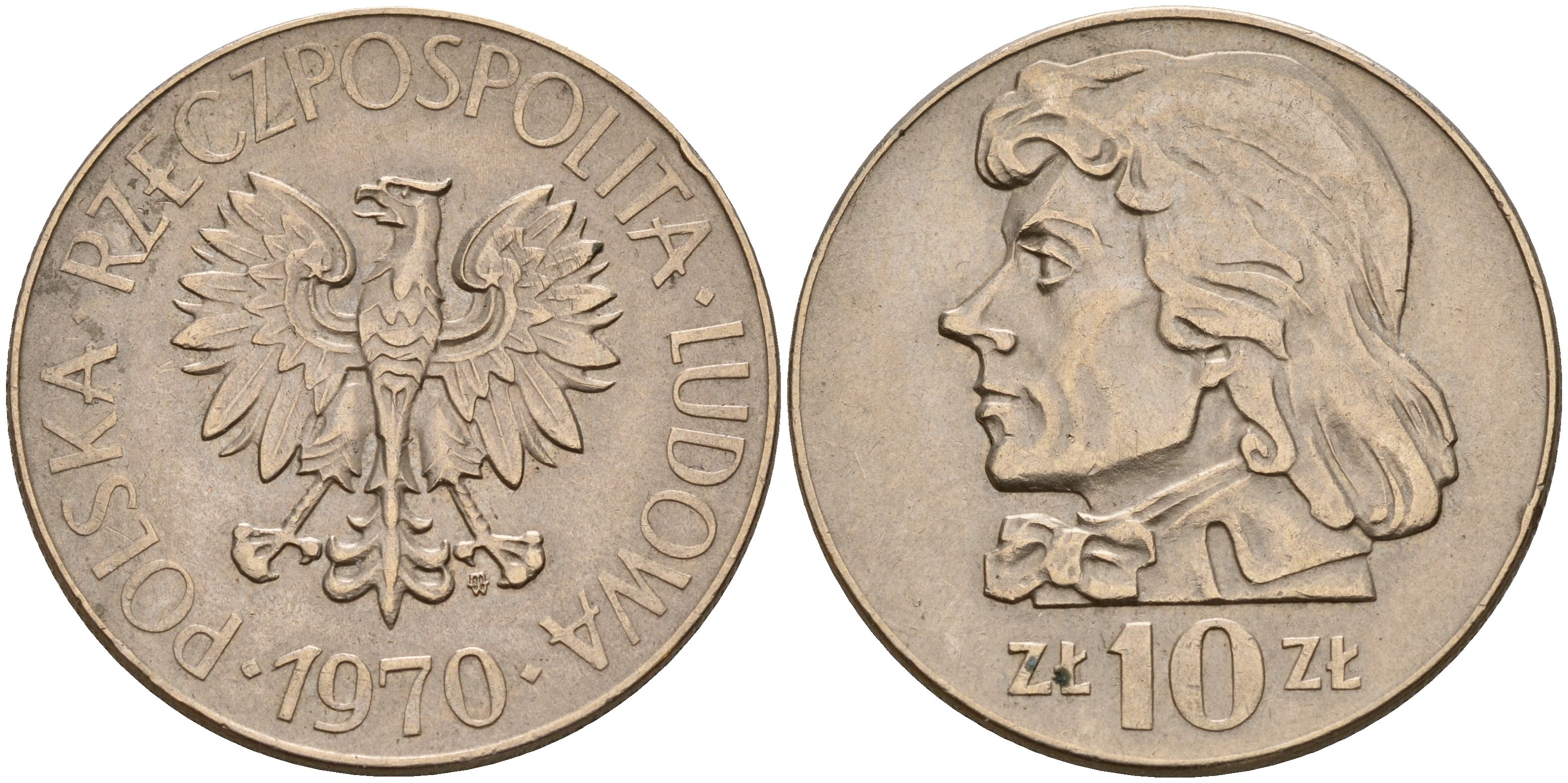 Польша 10 злотых 1970 MW, Тадеуш Костюшко (1746-1817) KM 50а медно-никель    4157-842