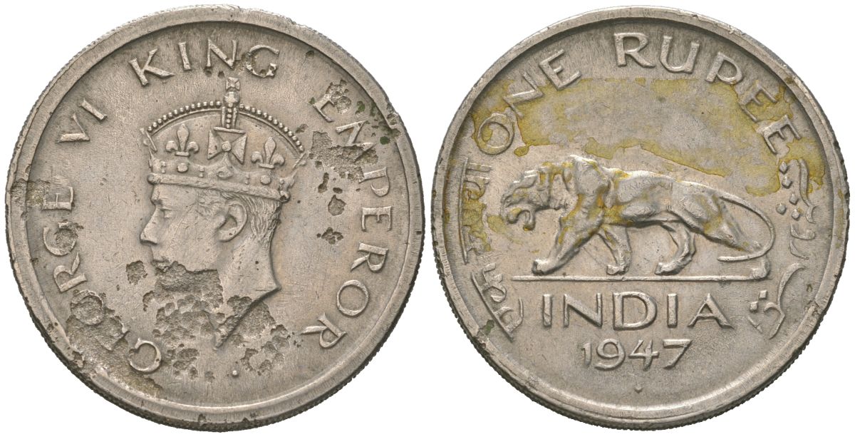 Британская Индия 1 рупия 1947 KM 559 никель 4389-234