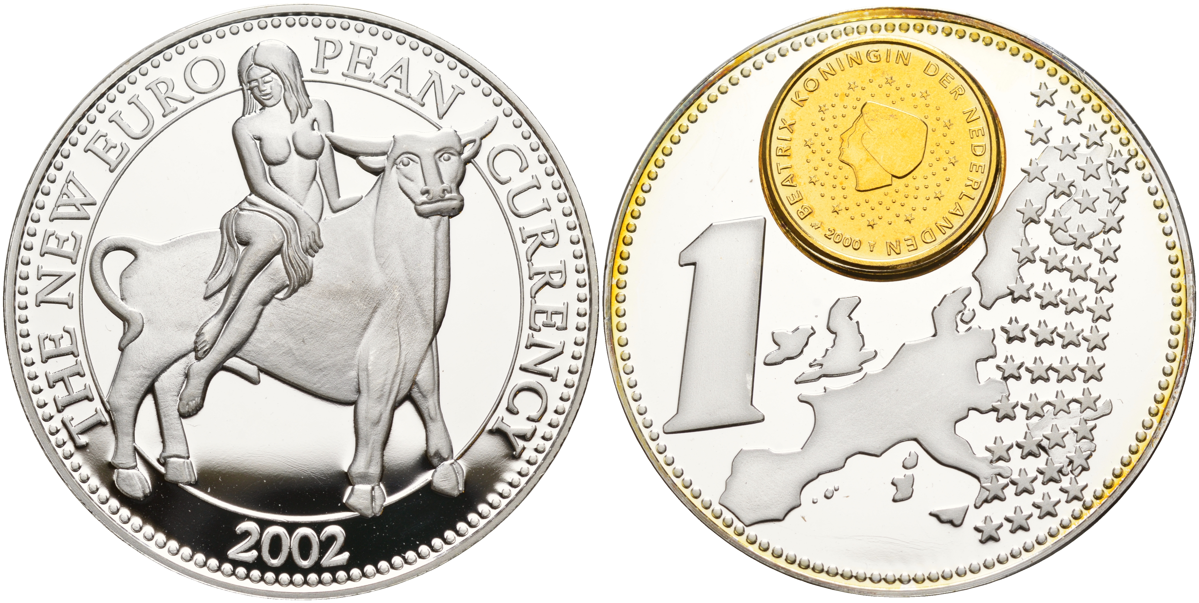 Нидерланды жетон - новая европейская валюта 2002   медно-никель плакированный серебром    1091-10-11