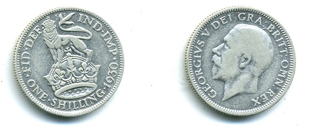Великобритания 1 шиллинг 1930 Георг V (1910-1936) KM 833, Spink 4039 серебро 7-5-44-31
