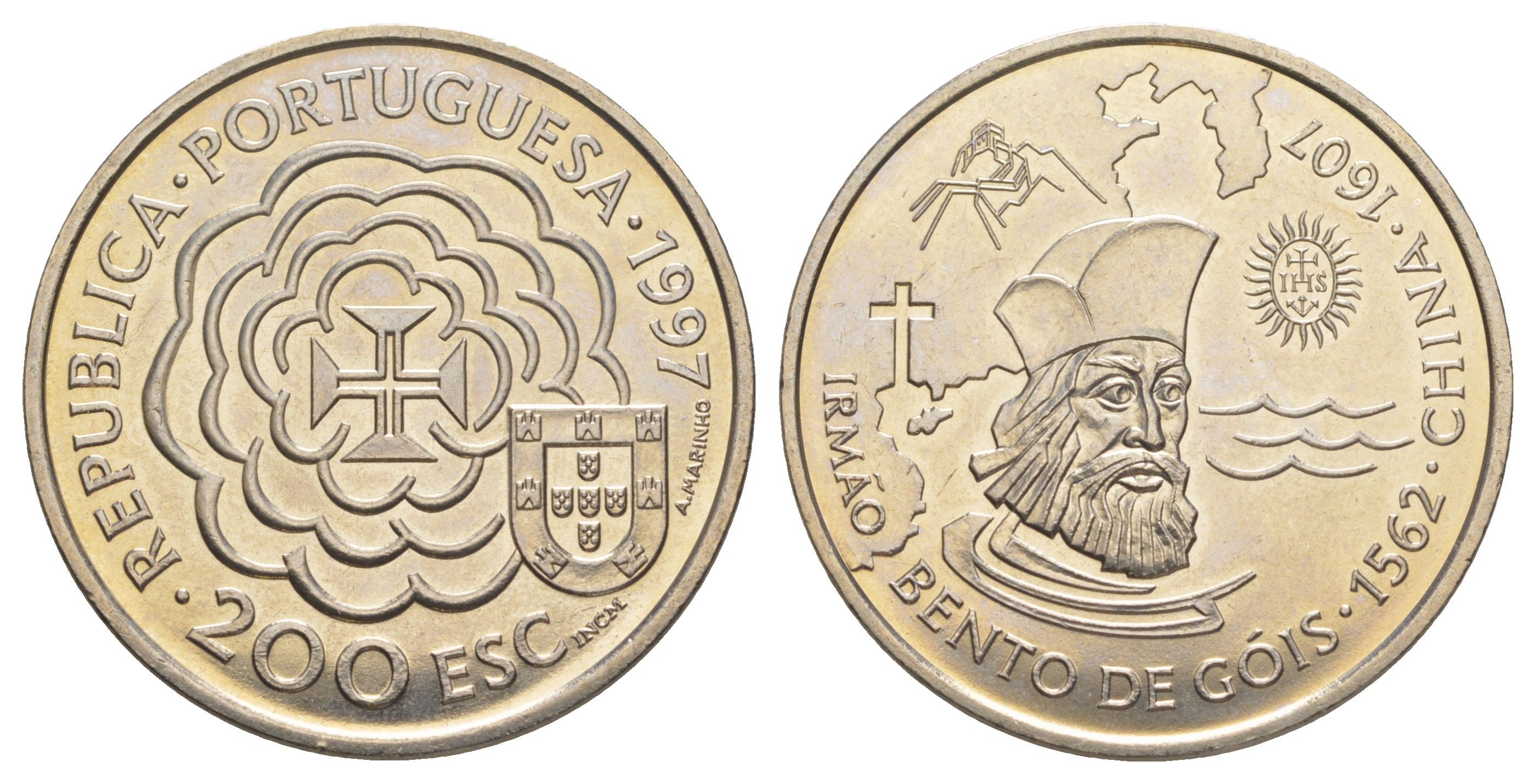 Португалия 200 эскудо 1997 400 лет со дня смерти Хосе де Анчьета KM 699 медно-никель UNC 4677-231