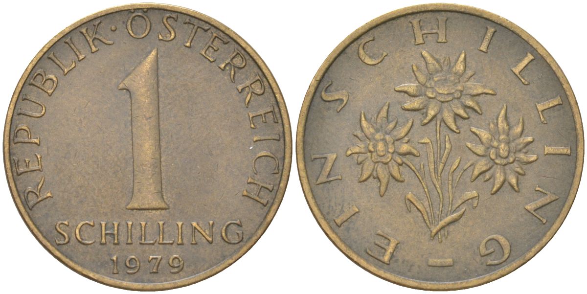 Австрия 1 шиллинг 1979 KM 2886 алюминиевая бронза 4142-1115