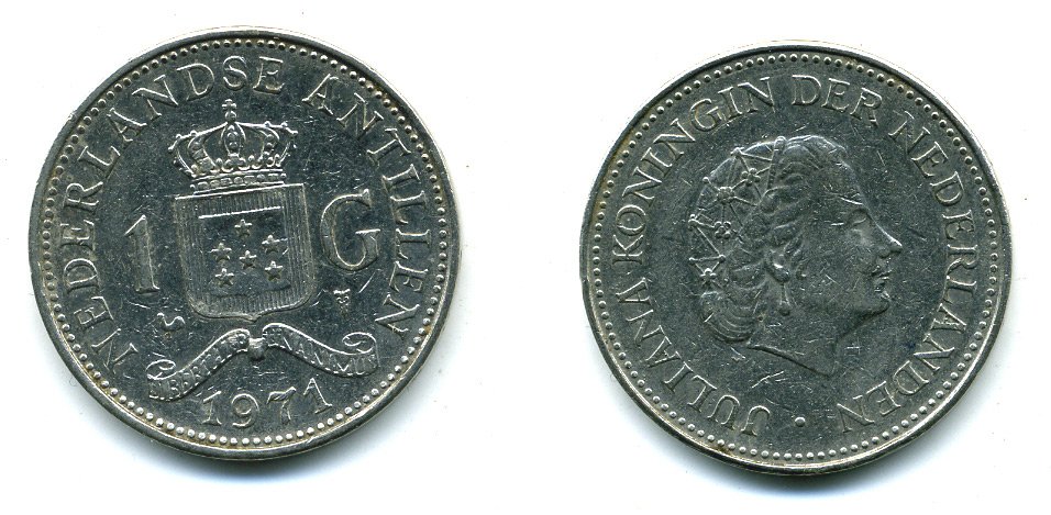 Нидерландские Антилы 1 гульден 1971 Юлиана (1948-1980) KM 12 никель 25-725