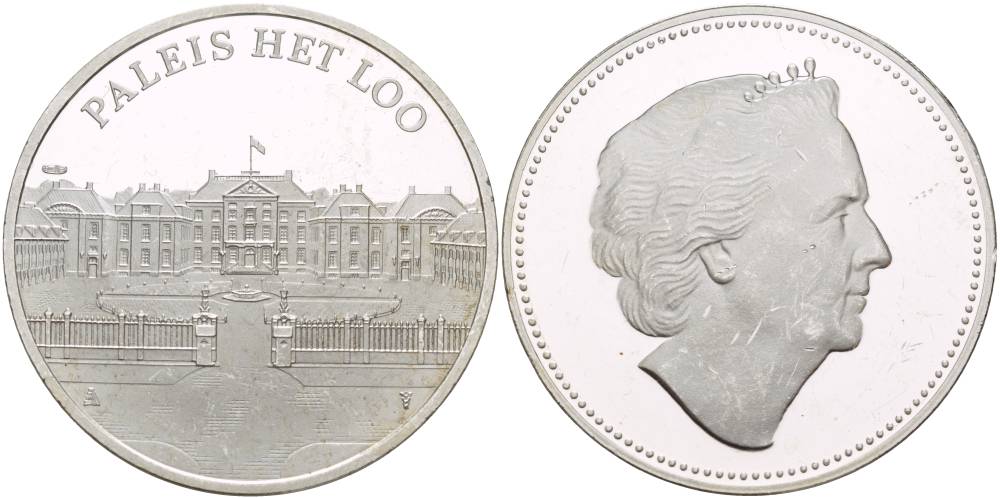 НИДЕРЛАНДЫ МЕДАЛЬ ND ХЕТ ЛО ЛЕТ НИЙ КОРОЛЕВСКИЙ ДВОРЕЦ В АПЕЛДОРНЕ, КОРОЛЕВА БЕАТРИКС, ДИАМЕТР 368 ММ., ВЕС 25,12 ГР. серебро PROOF 1088-5-41