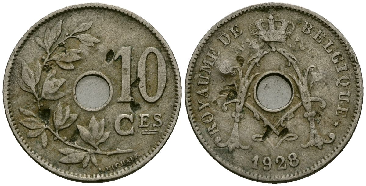 Бельгия 10 сантимов 1928 Belgique KM 85 медно-никель 4172-1035