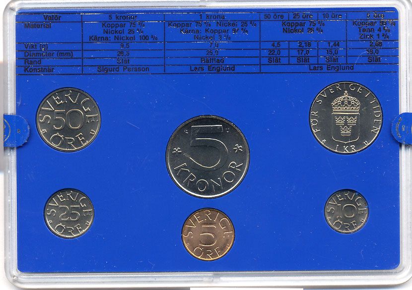 Швеция набор монетного двора из 6 монет 1979 в пластике Карл XVI Густав (1973- ) KM MS11 UNC 4-3-6-96