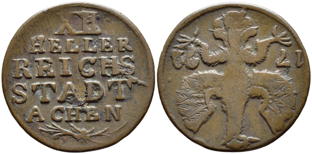 Ахен 12 геллеров 1792 KM 51 медь 84-843