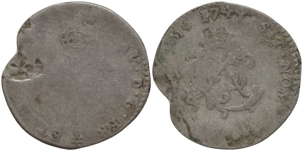 ФРАНЦИЯ 2 СОЛЯ 1744 ЛЮДОВИК XV (1715-1774), МОНЕТНЫЙ ДВОР ? KM 500.? серебро 117-551