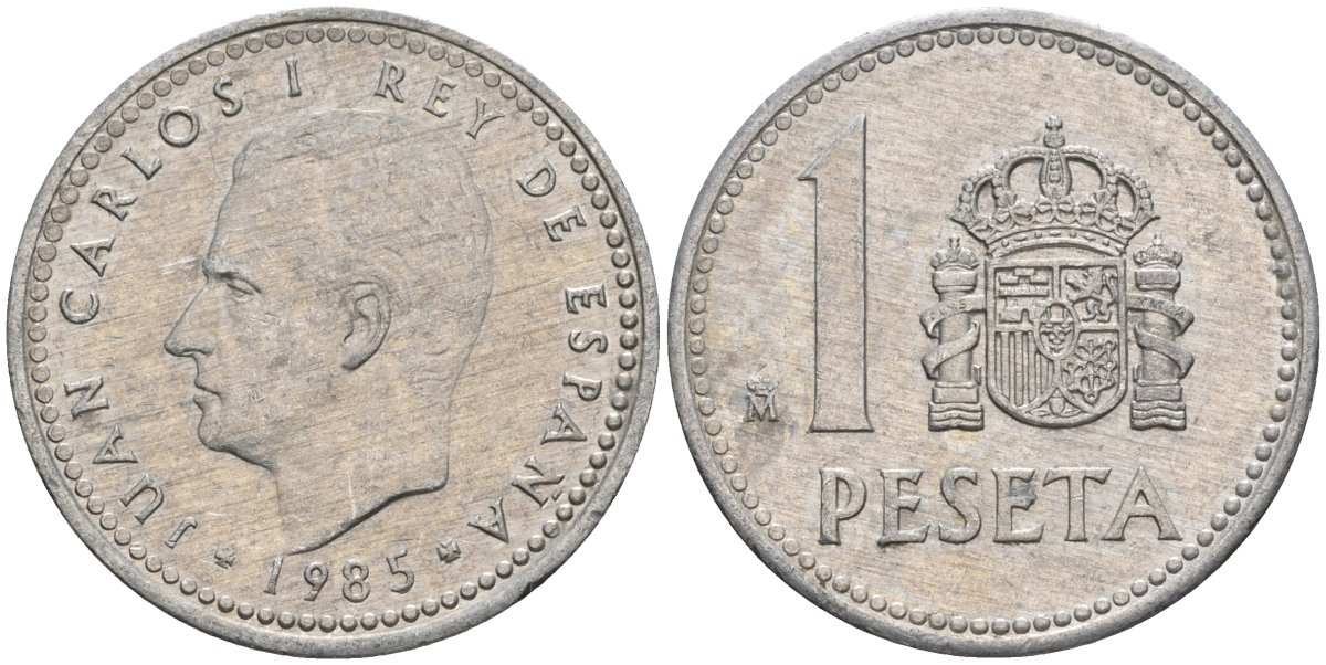 Испания 1 песета 1985 M, Хуан Карлос I (1975-2014) KM 821 алюминий 4401-826