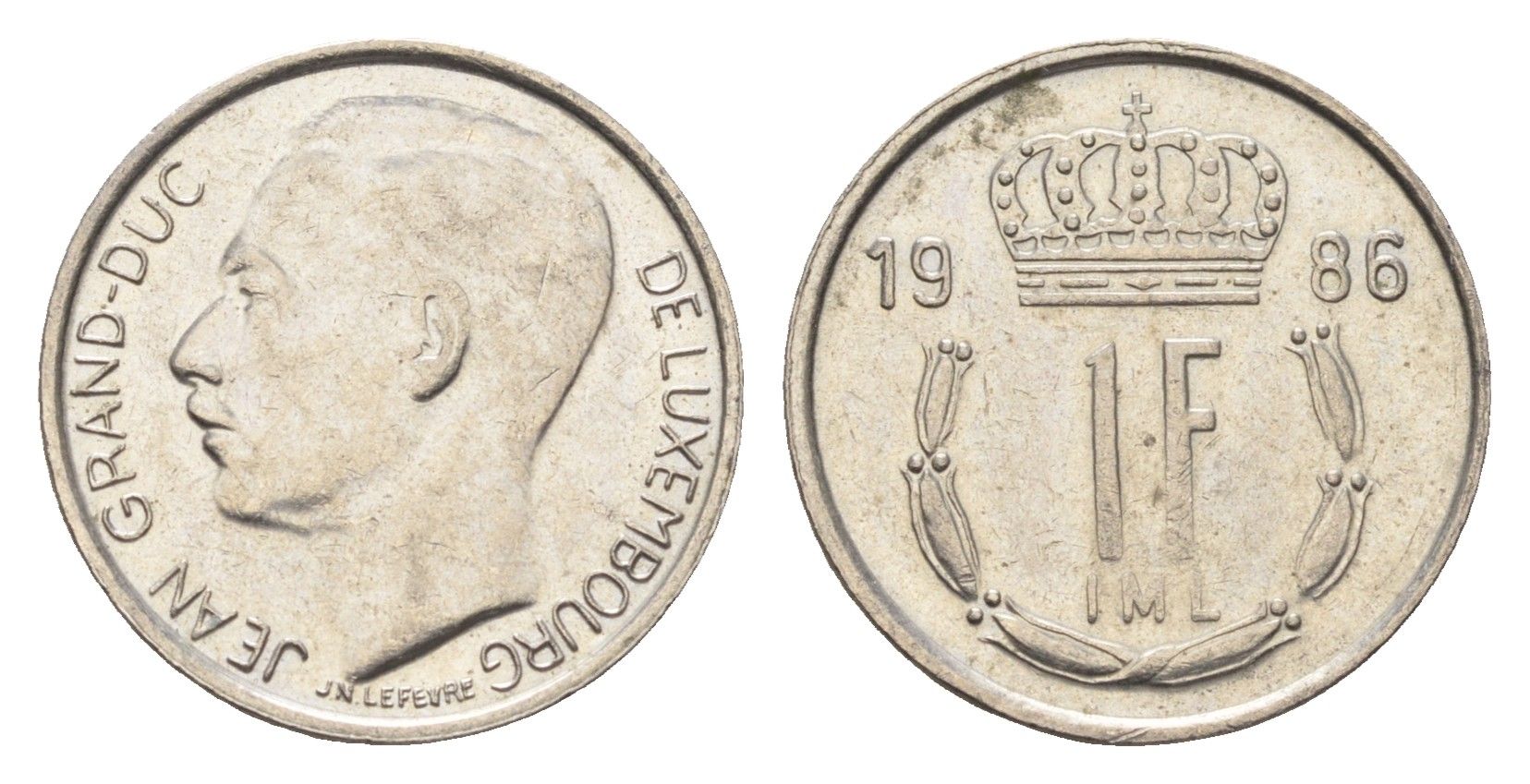 Люксембург 1 франк 1986 Герцог Жан (1964-1999) KM 59 медно-никель 4664-769