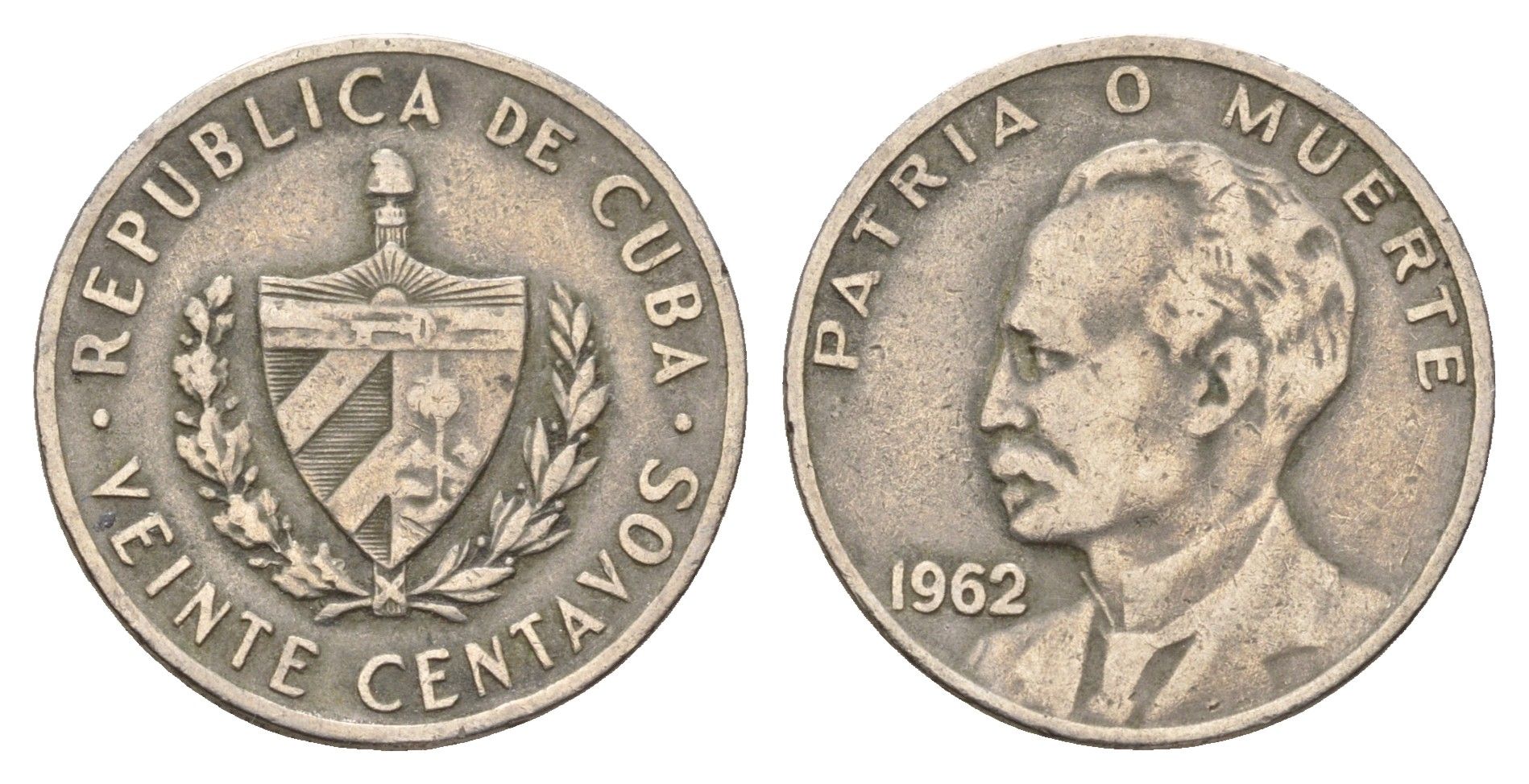 Куба 20 сентаво 1962 Хосе Марти KM 31 медно-никель 00-00