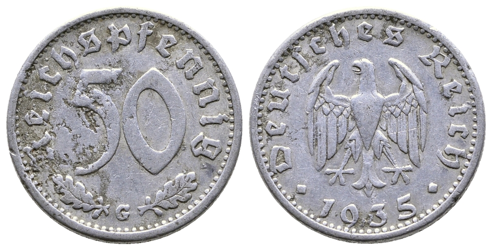 Германия 50 рейхспфеннигов 1935 G KM 87, J. 368 алюминий 4380-336