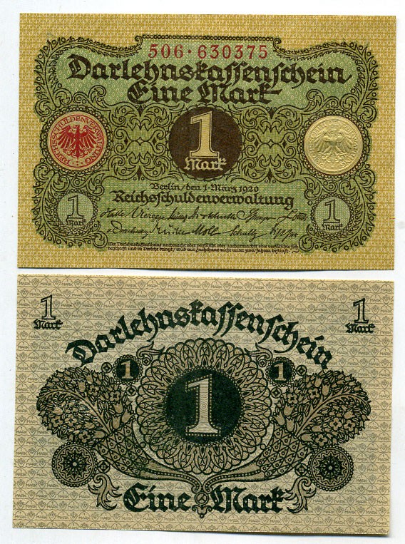 ГЕРМАНИЯ 1 МАРКА 1920 1 МАРТА 1920, ВЕЙМАРСКАЯ РЕСПУБЛИКА Pick 58 бумага UNC (пресс) 450-69-1