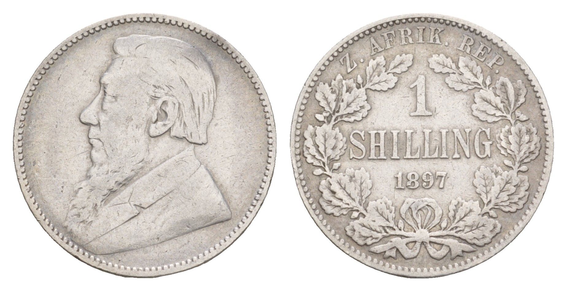 ЮАР 1 шиллинг 1897 ZAR, Трансвааль, Крюгер KM 5 серебро 4654-721