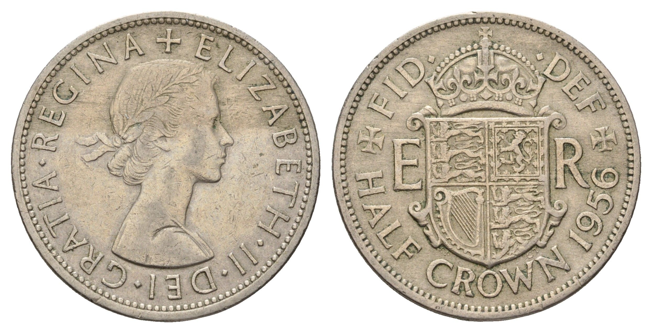 Великобритания 1/2 кроны 1956 Елизавета II (1952-2022) KM 907, Spink 4145 медно-никель 4183-731