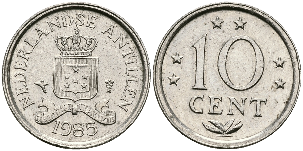 Нидерландские Антилы 10 центов 1985 Беатрикс (1980-2013) KM 10 никель 96-336