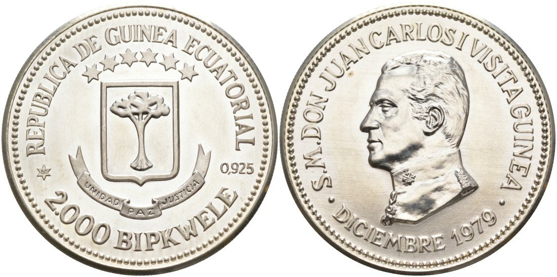 Экваториальная Гвинея 2000 бипквеле 1979 (80) королевский визит Хуана Карлоса I серебро UNC 00-000-00