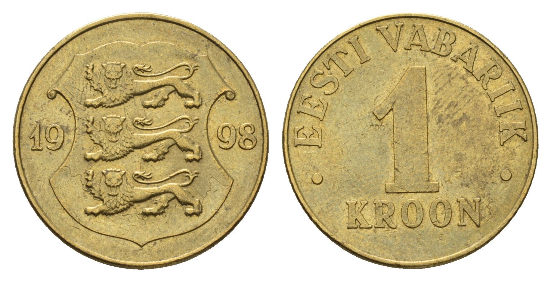 Эстония 1 крона 1998 KM 35 латунь 4688-643