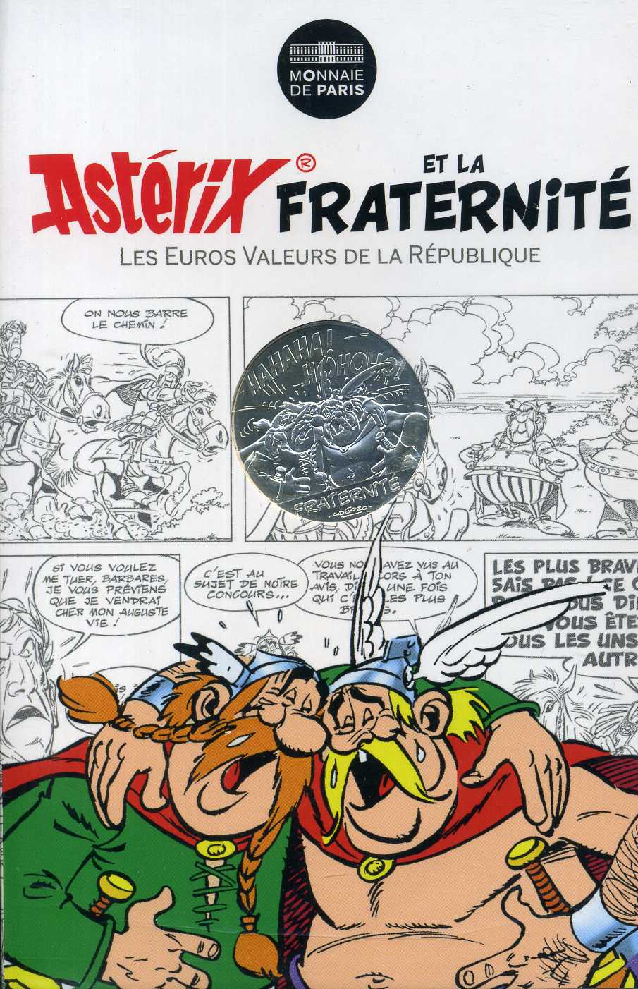 Франция 10 евро 2015 серия Астерикс и свобода, Жизнестатистикс (Abraracourcix) И Gueuselambix, в оригинальном буклете KM NEW серебро UNC 1-4-3-19