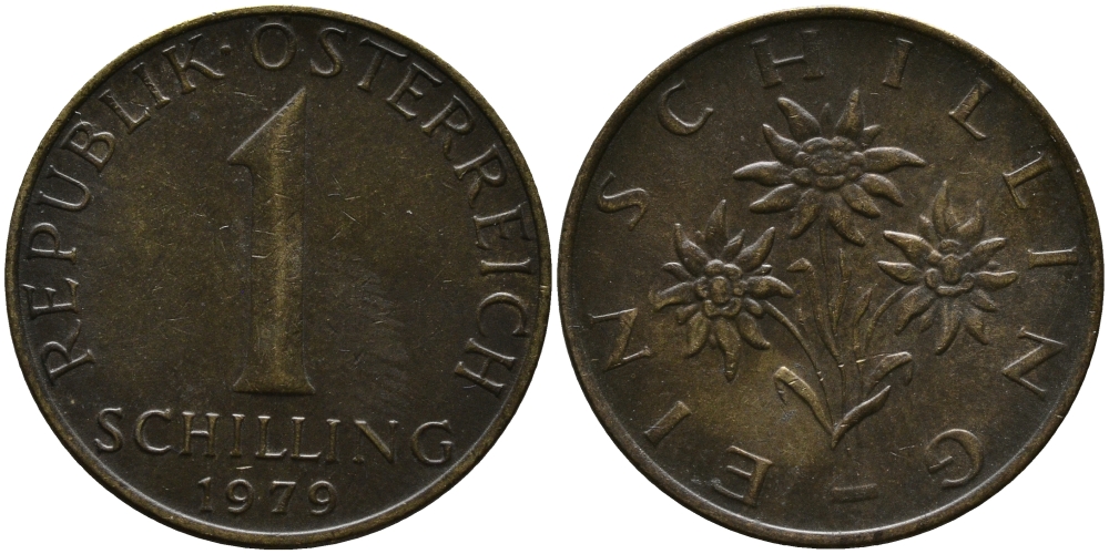 АВСТРИЯ 1 ШИЛЛИНГ 1979 KM 2886 алюминиевая бронза 33-514