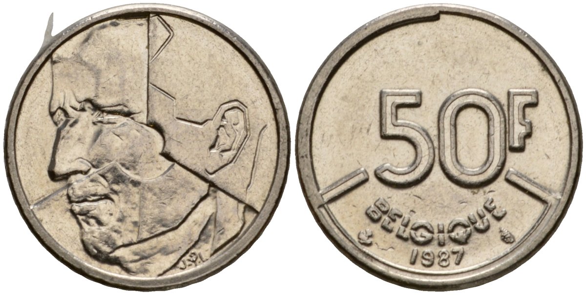 Бельгия 50 франков 1987 Belgique, Бодуэн I (1951-1993) KM 168 никель 4601-112