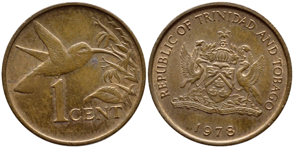 Тринидад и Тобаго 1 цент 1978 колибри KM 29 бронза 4396-959