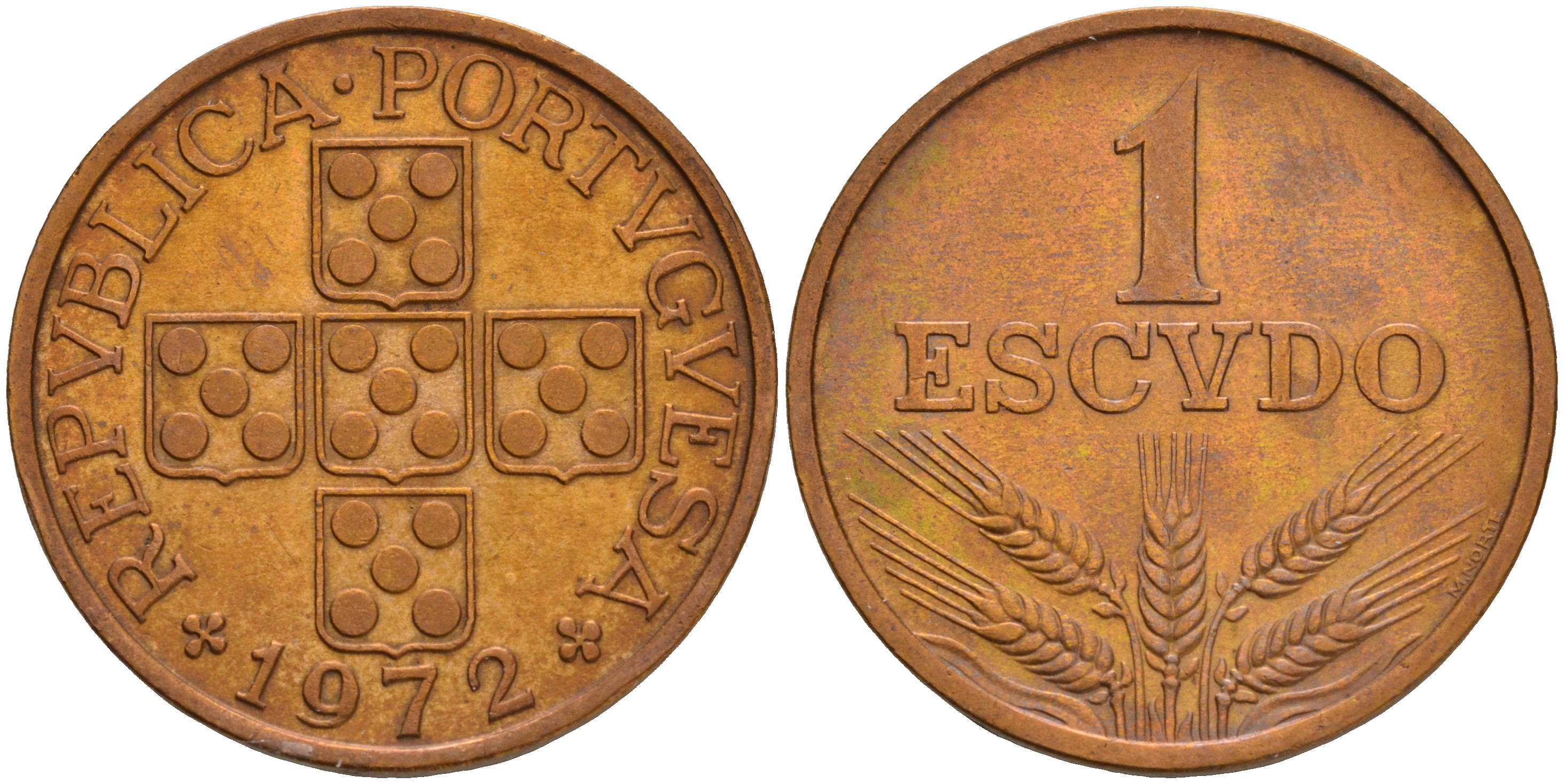 Португалия 1 эскудо 1972 KM 597 бронза 4561-636