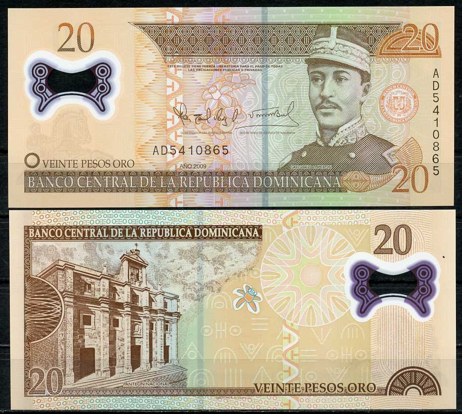 Доминиканская Республика 20 песо 2009 Грегорио Луперон, Президент (1879-1880), патеон Pick 182 a пластик UNC (пресс) 6294-24-3-1