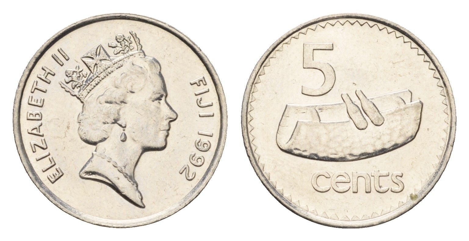 Фиджи 5 центов 1992 KM 51a цинк плакированная никелем 4669-547