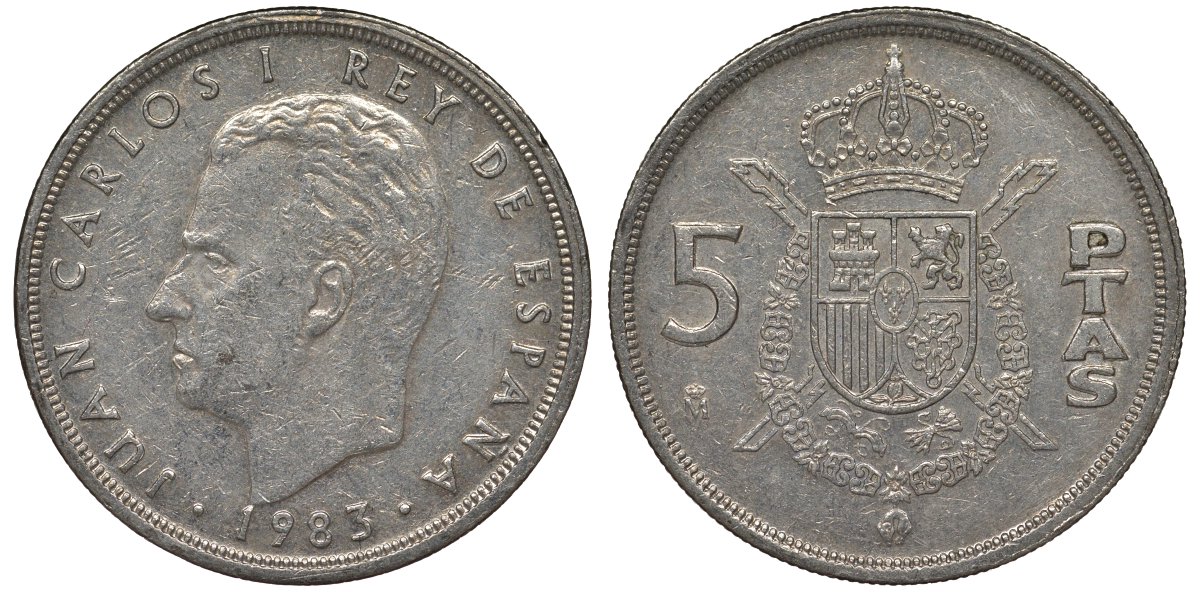 Испания 5 песет 1983 Хуан Карлос I (1975-2014) KM 823 медно-никель 4128-1023
