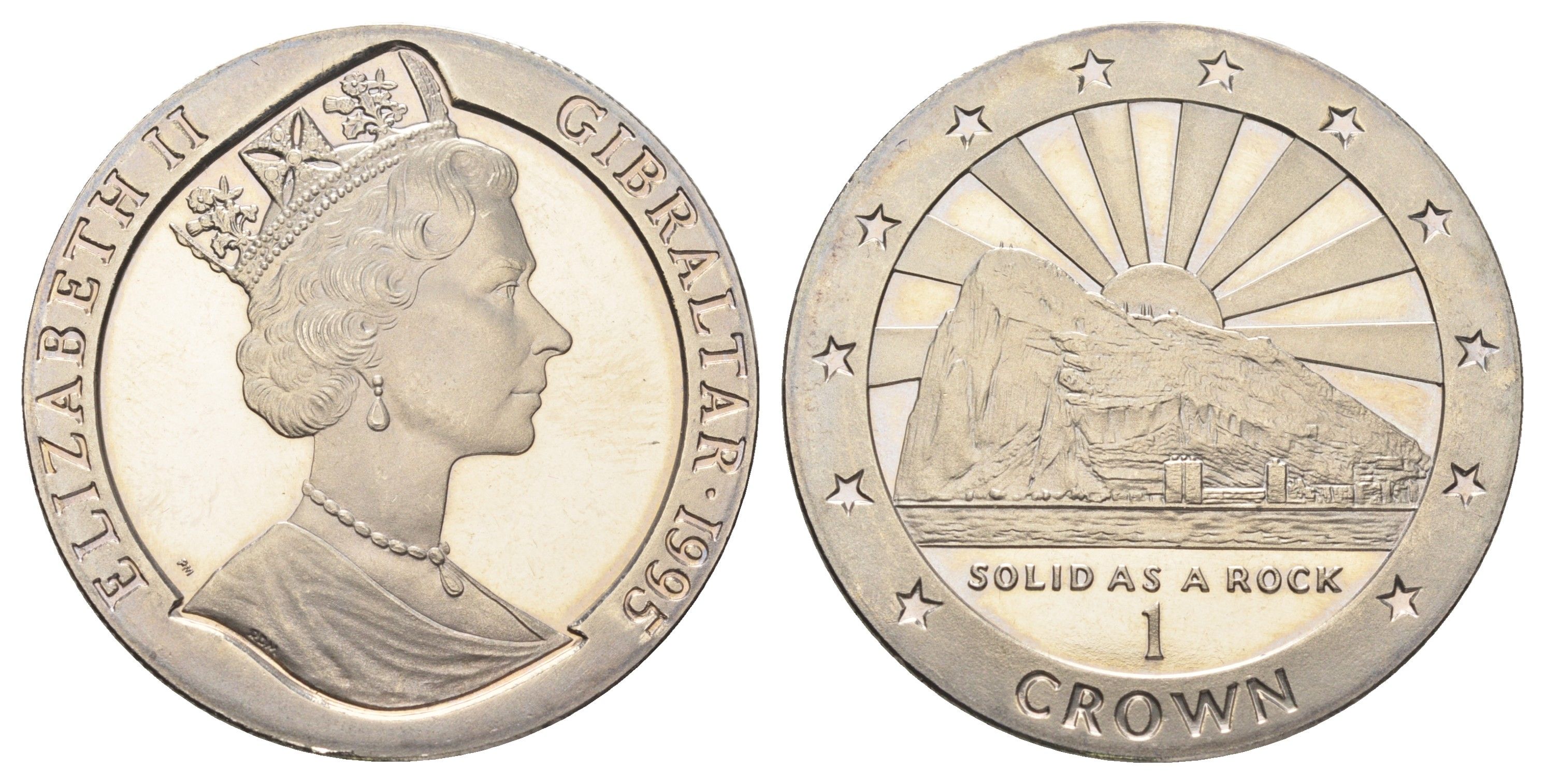 Гибралтар 1 крона 1995 Твердый как скала KM 304 медно-никель BU 11-087-41