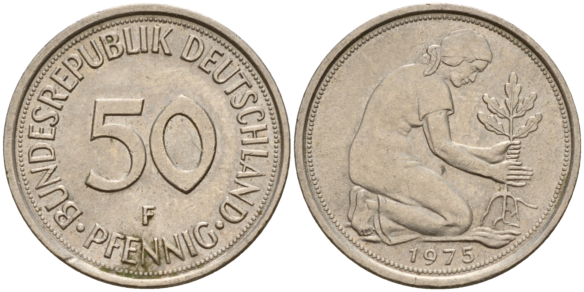 ФРГ 50 пфеннигов 1975 F J.384 KM 109.2 медно-никель    4602-726