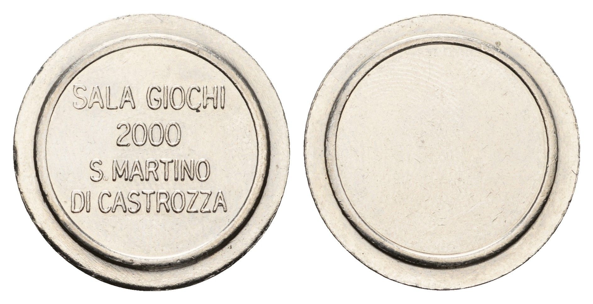 Италия, Сан-Мартино-ди-Кастроцца жетон для равлечений Sale Giochi 2000 диаметр 24 мм, вес 5,7 гр нержавеющая сталь 4670-756