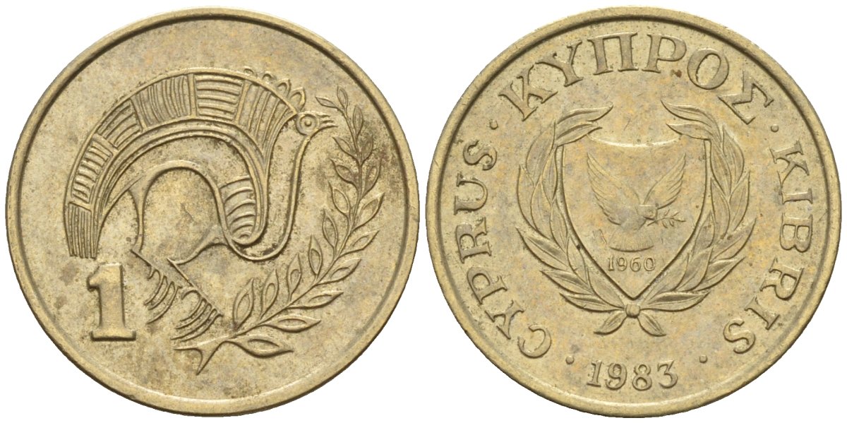 Кипр 1 цент 1983 KM 53.1 никель латунь 4174-1116