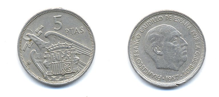 ИСПАНИЯ 5 ПЕСЕТ 1971 KM 786 медно-никель 54-1534