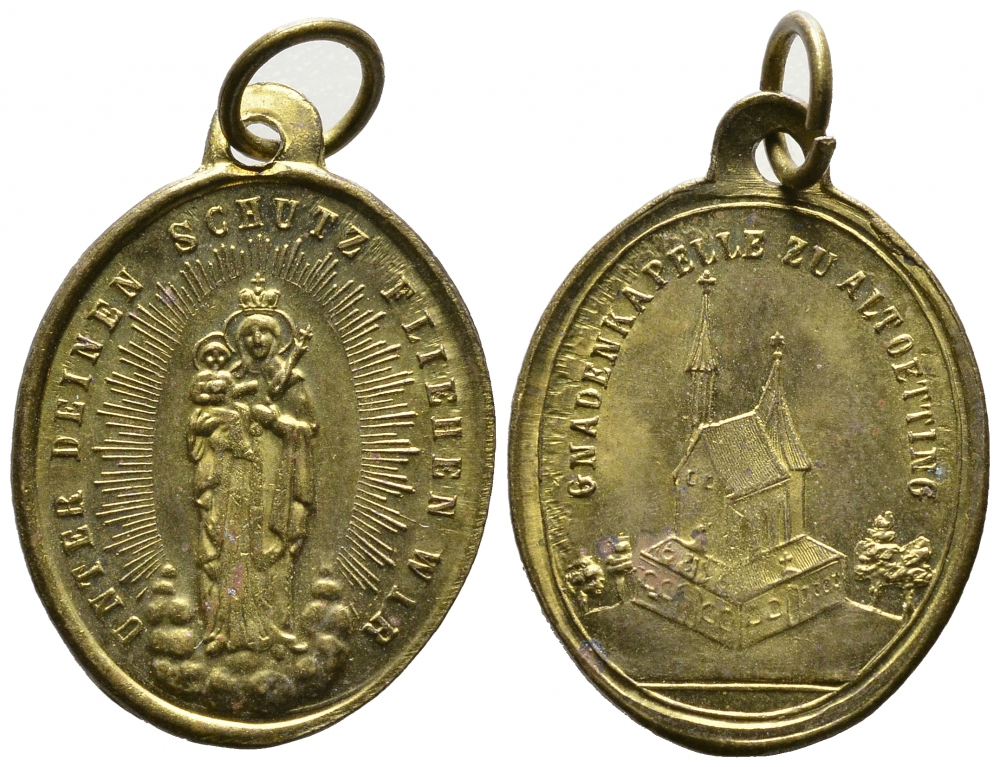 Европа католический кулон подвеска с ушком для носки ND Дева Мария с младнецем желтый металл 4390-425