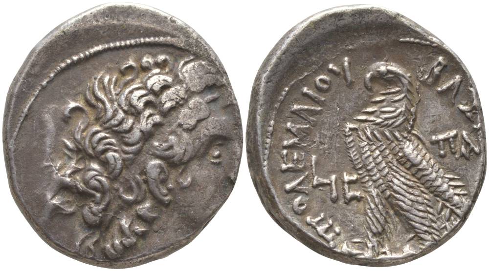 Государство Птолемеев тетрадрахма 101-100 гг. до н.э. Птолемей X Александр, голова Птолемея I Сотера, основателя династии / орел, греческая легенда "ЦАРЯ ПТОЛЕМЕЯ", город Пафос, 13,28 гр Svoronos 1676 серебро 1073-8-72