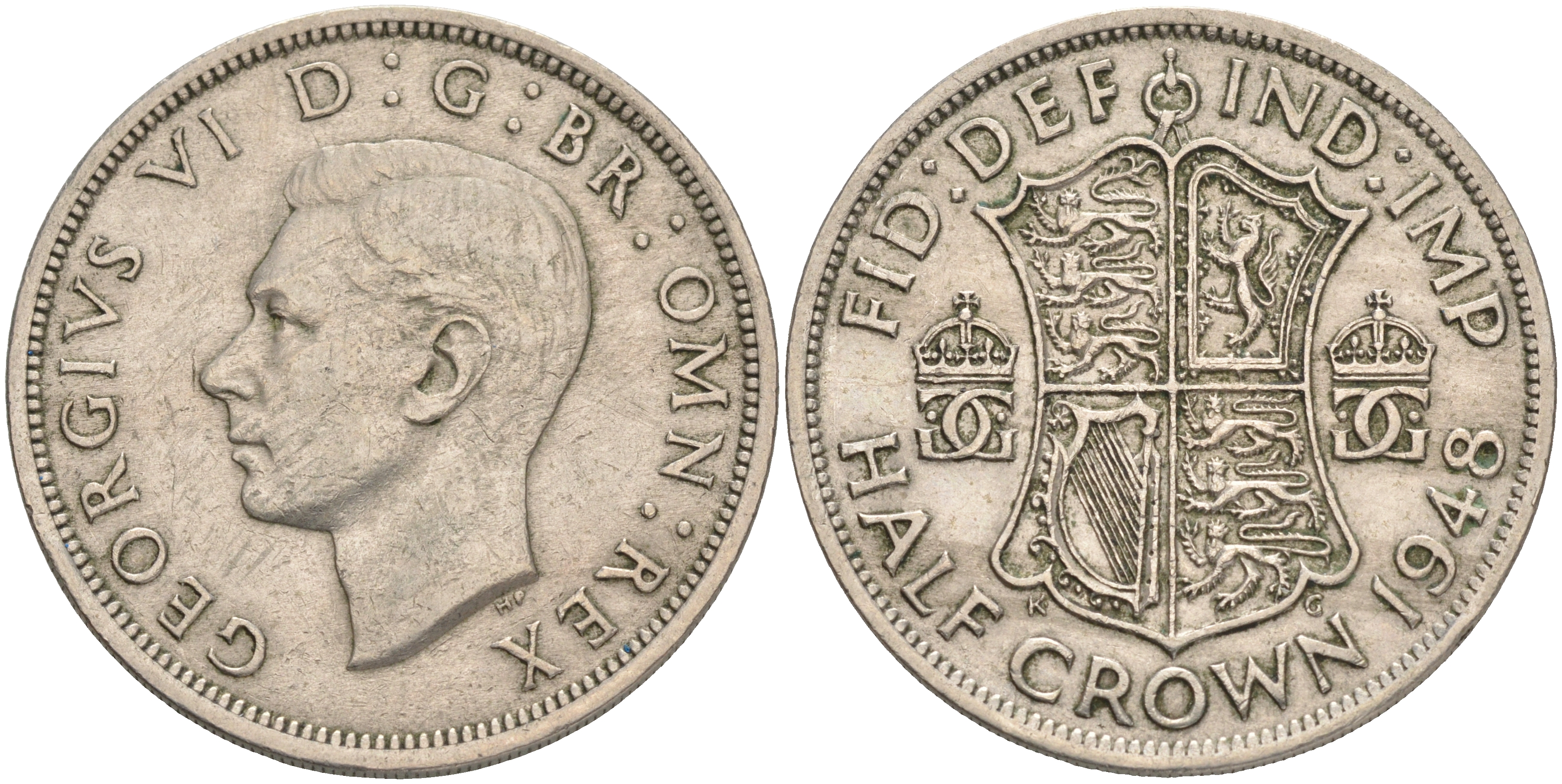 Великобритания 1/2 кроны 1948 Георг VI (1936-1952) KM 866, Spink 4101 медно-никель 4557-1111