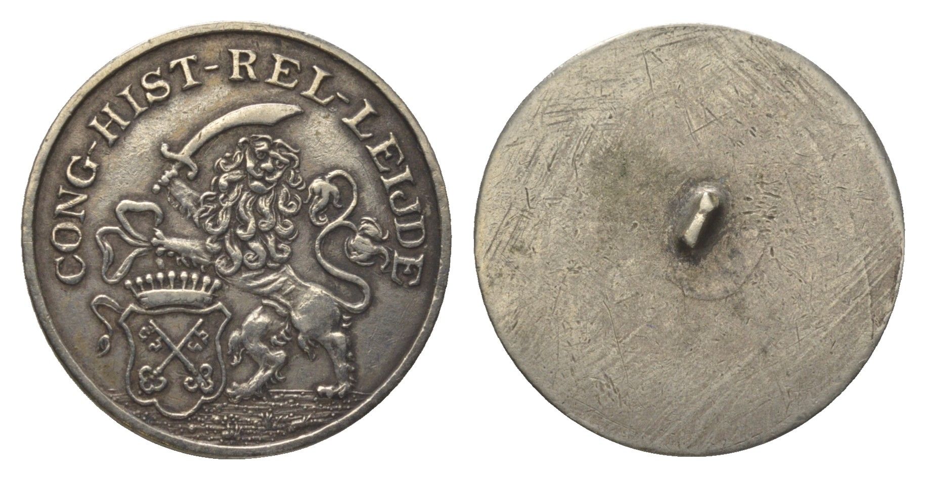 Нидерланды жетон "gong hist rel leijde" диаметр 23 мм, вес 3,5 гр белый металл 4622-1027