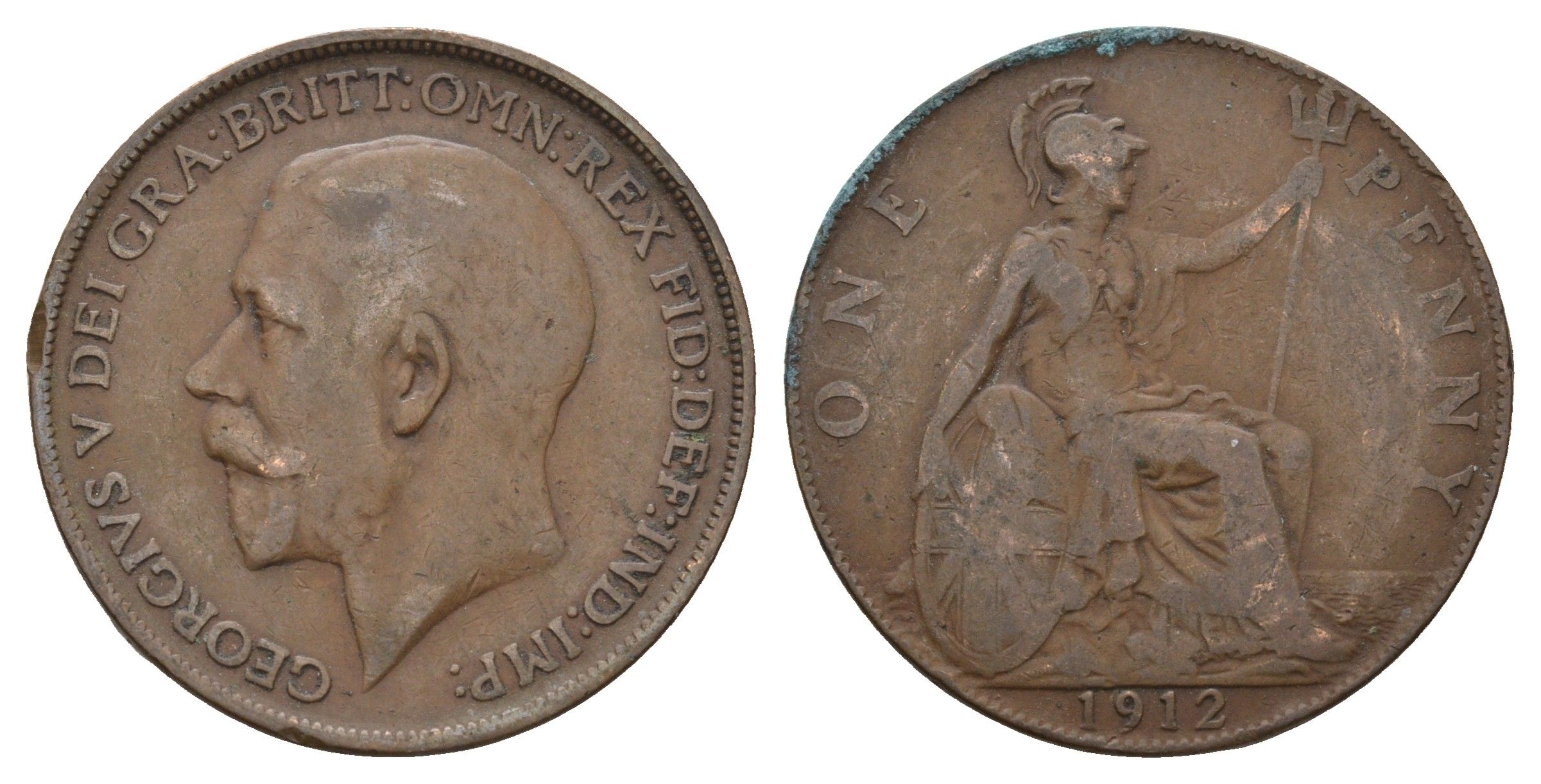Великобритания 1 пенни 1912 Георг V (1910-1936) KM 810, Spink 4052 бронза 79-445