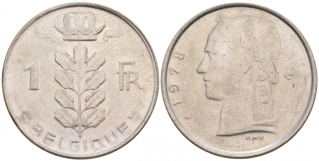 БЕЛЬГИЯ 1 ФРАНК 1978 BELGIQUE KM 142.1 медно-никель 68-626