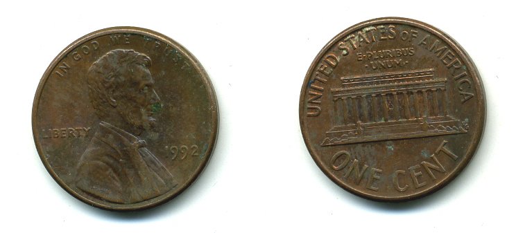 США 1 ЦЕНТ 1992 ЛИНКОЛЬН KM 201b цинк плакированный медью 46-811