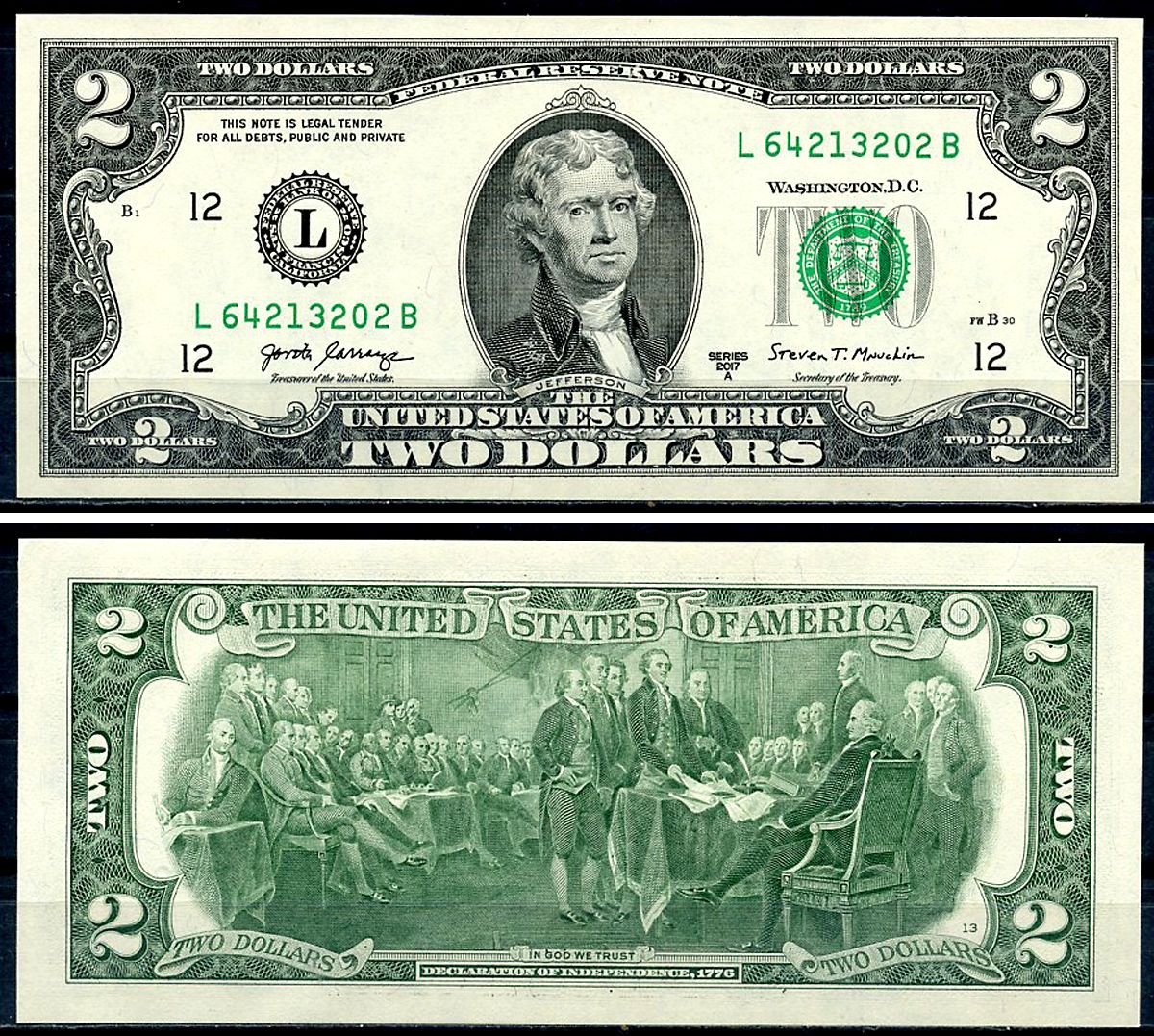 США 2 доллара 2017 Pick W545 бумага UNC (пресс) 7222-9-1-2