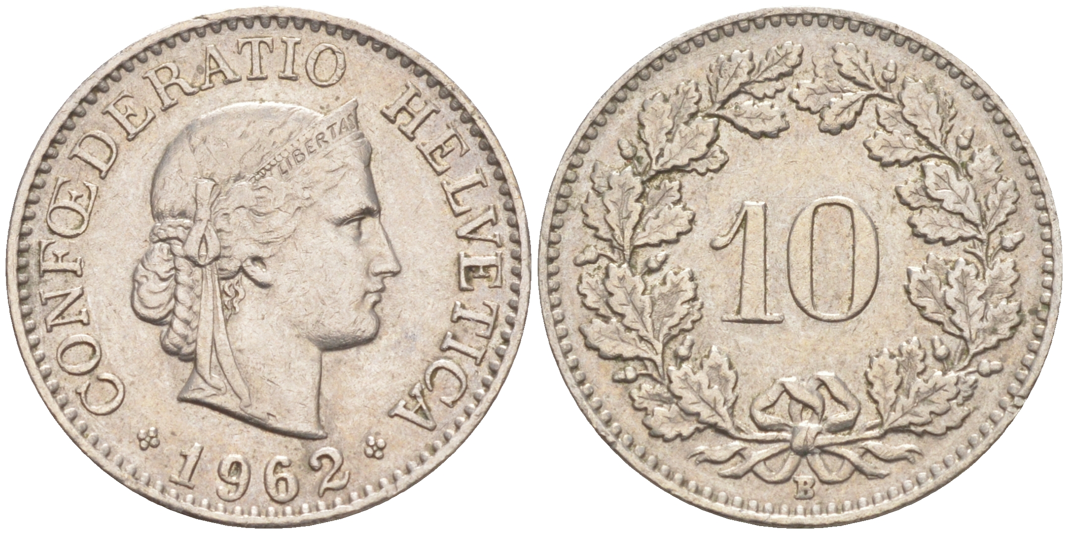 Швейцария 10 раппенов 1962 В KM 27 медно-никель 4541-651